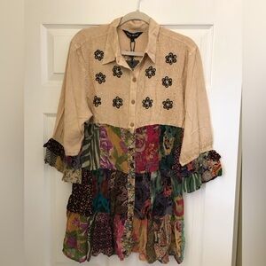 YOUNG THREADS NWT Dresses Cream Floral Embroidered Size Large